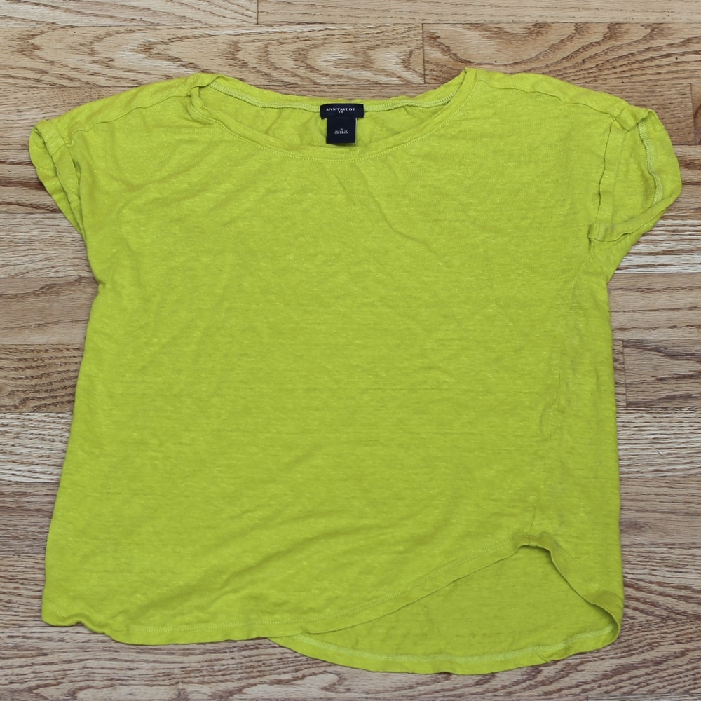 Green 100% Linen Ann Taylor Top Sz S